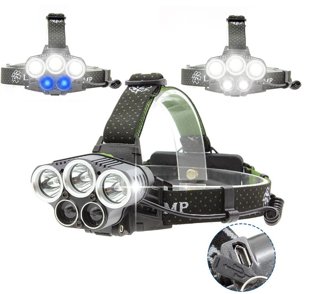 SEAHAVEN LED Rechargeable 12000 Lumens 18650 Headlamp Flashlight,Kit with 3.7V 1500mAh Rechargeable Battery + Batteries Charger for Camping,Hiking, Outdoors (5LED Headlight) (B092S3R7NL) Amazon Price History, Amazon Price Tracker