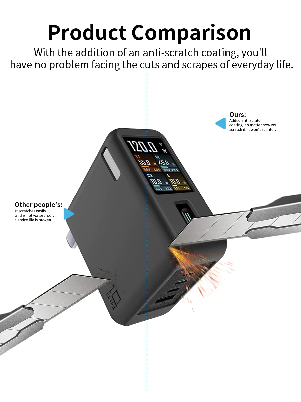 Silikonowe etui do Cuktech 10 Super Power Charger Ultra Power Bank, funkcja oświetlenia nocnego, odporne na zarysowania, uderzenia, tragba, czarne