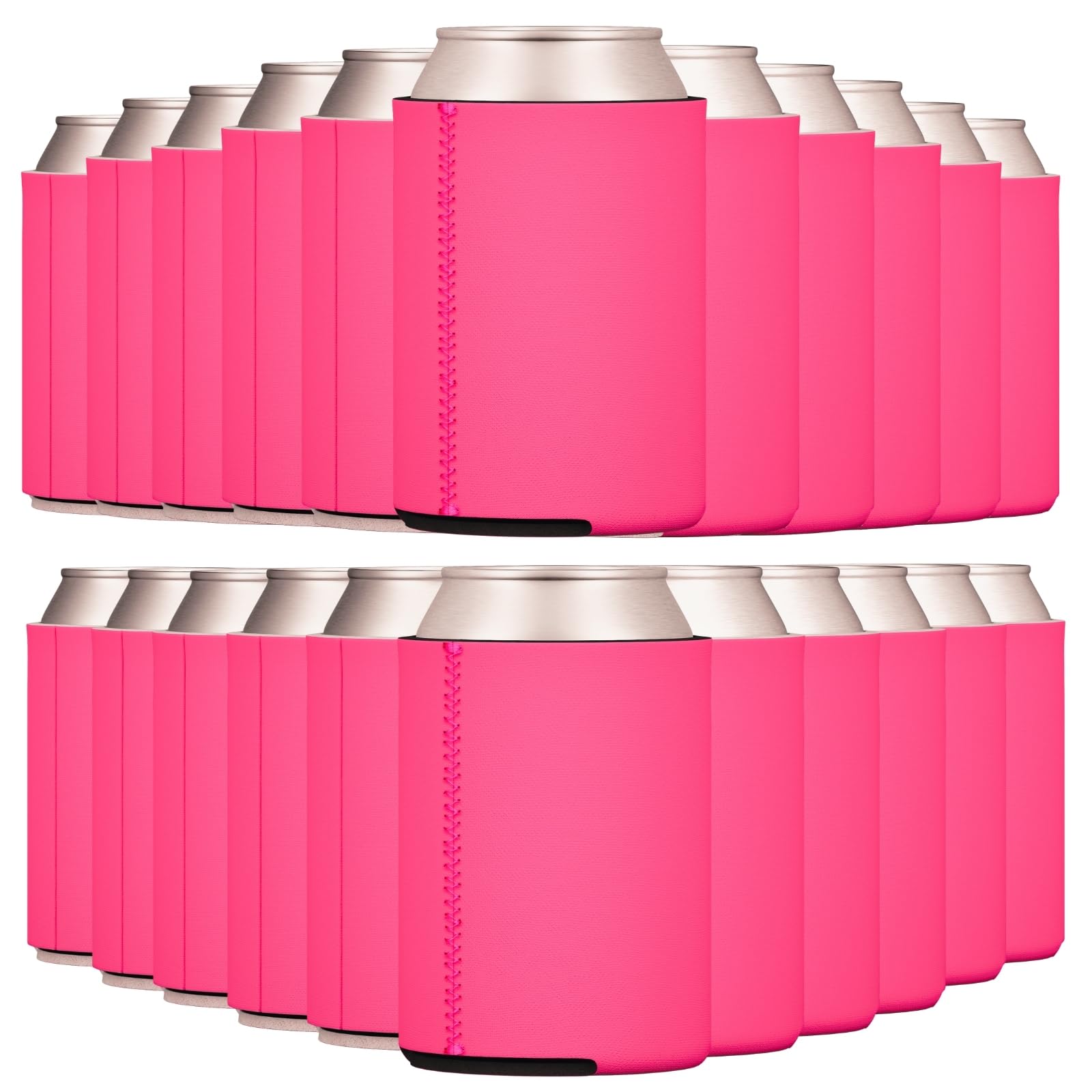 TahoeBay Neoprene Can Coolers Sublimation Blanks (50-Pack) Bulk Blank 12 Oz Can Insulator Beer Can Sleeve for Soda, Insulated Cold Drinks, Bottles - HTV, Personalized Party Favors (Hot Pink)