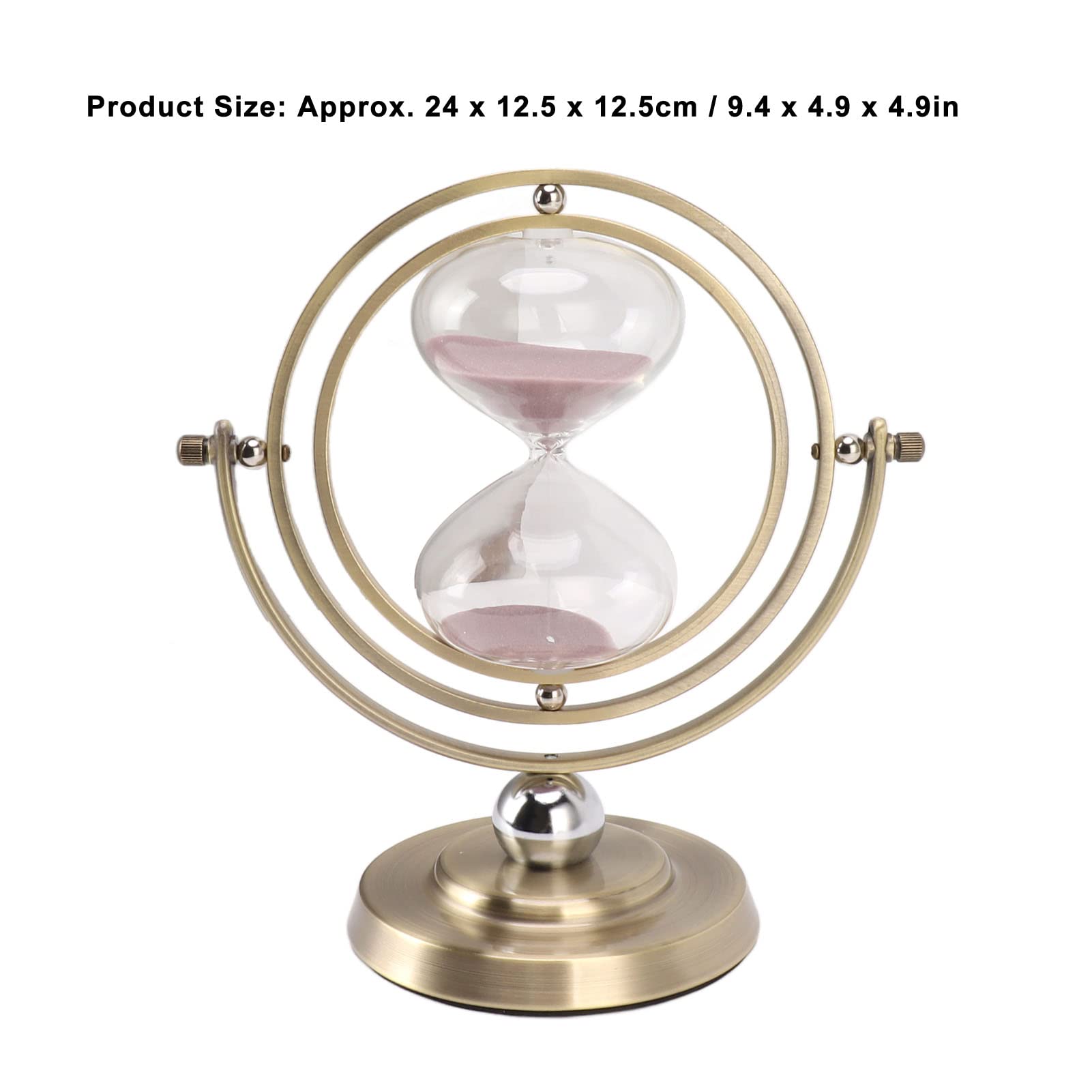 Adorno de Reloj de Arena con Forma de Globo, Reloj de Arena Blanco Giratorio Antiguo, Reloj de Arena de Metal de 60 Minutos para Sala de Estar, Dormitorio, Estante para(M (2.8 X 2 X 2.2in)-30 minutos)