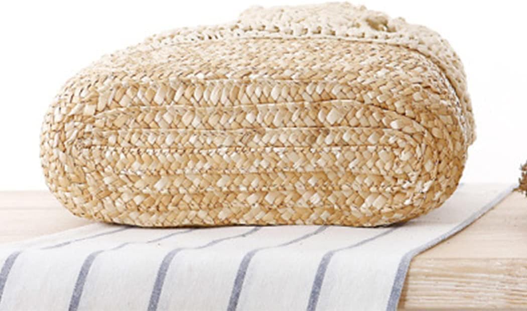 Women Knapsack Crochet Woven Straw Backpack with Leather Straps Shoulder Bags Drawstring Backpack Summer Holiday Beach Tote Beige Rucksack - Image 5