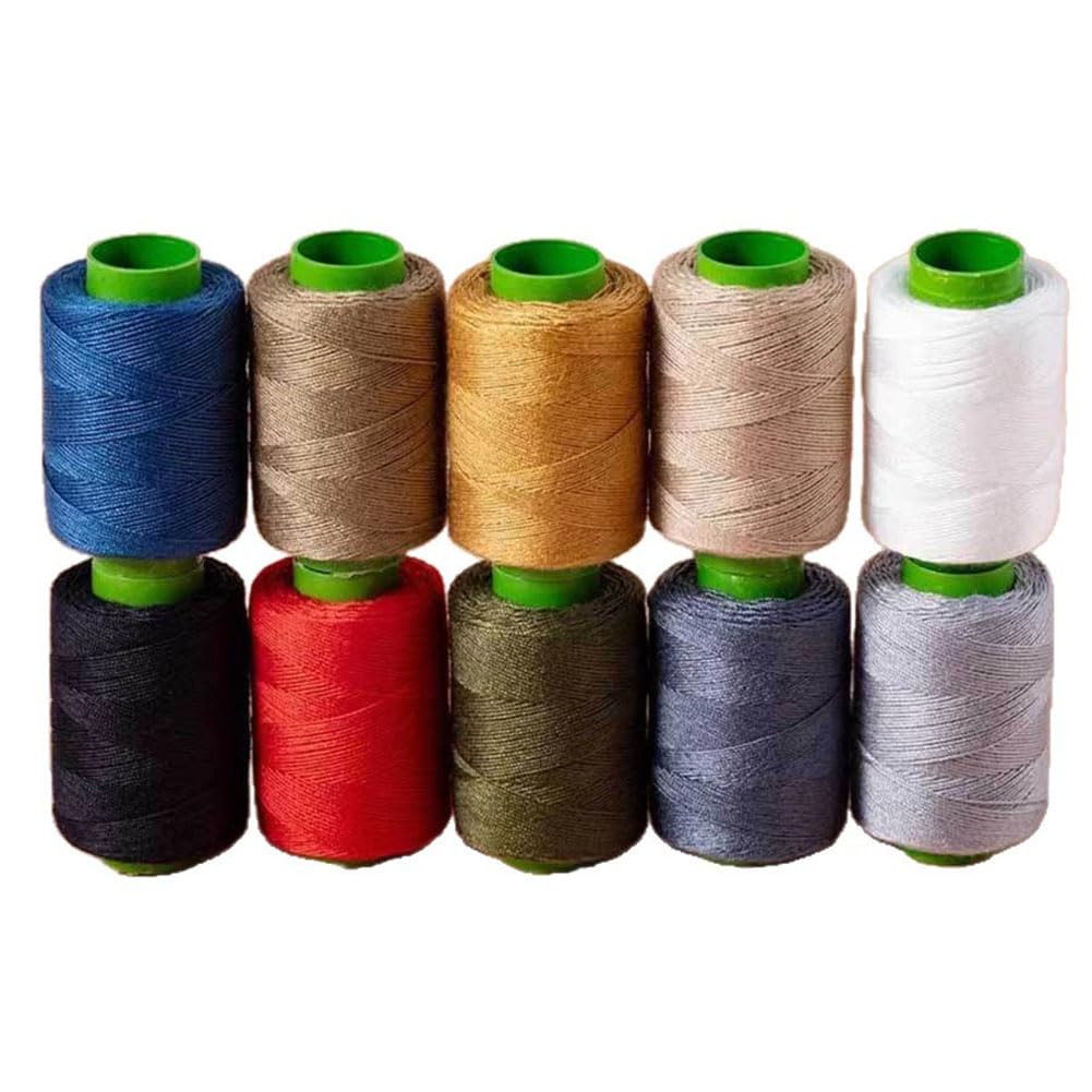Hilo de coser, 50 rollos, hilo de poliéster, para máquina de coser de 3 hilos, hilo vaquero, extrafuerte, hilo para máquina de coser, resistente a desgarros, hilo acolchado resistente para