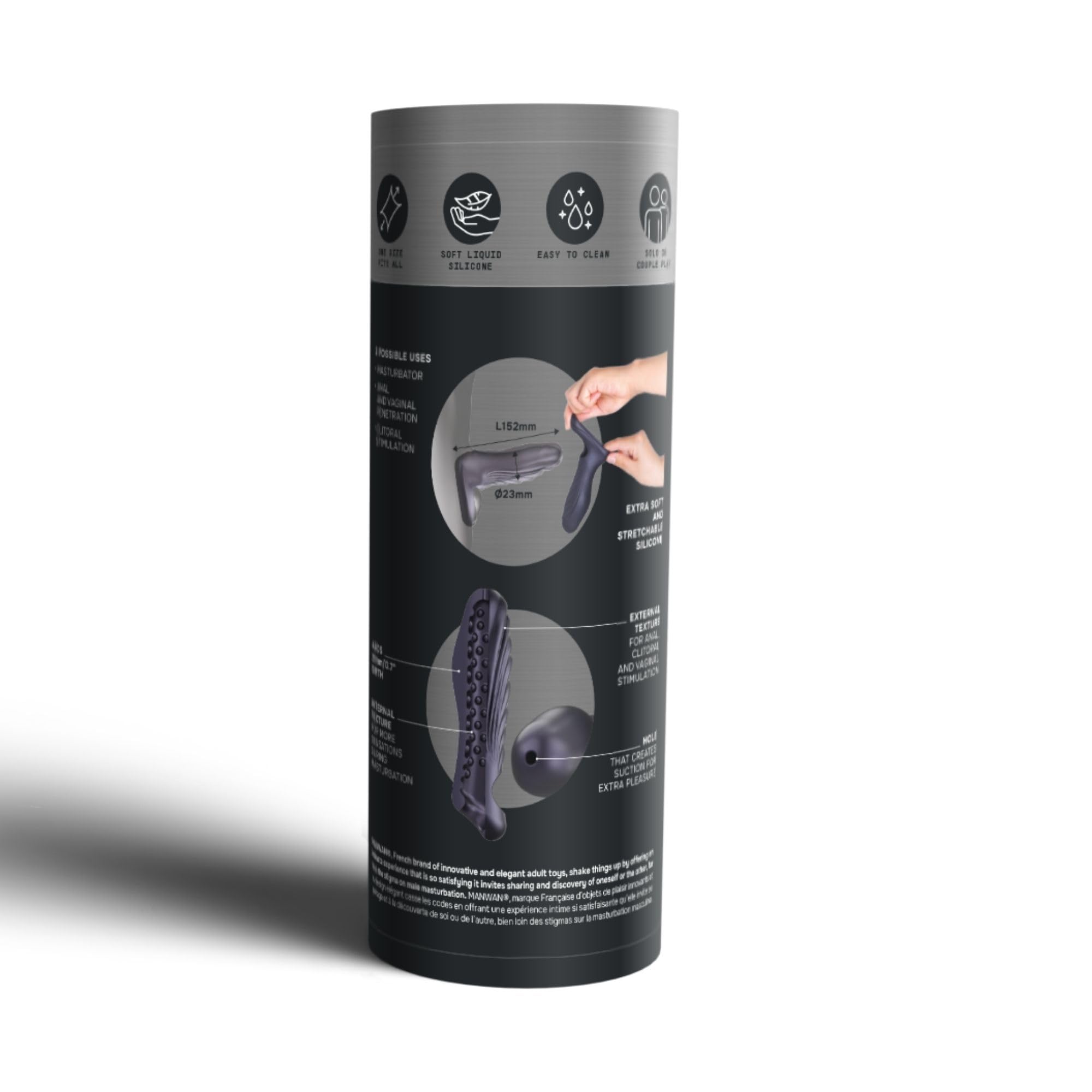Man WAN Ryzer – Masturbatore Maschile & Guaina Peniena in Silicone Morbido, Sextoy Maschile con Interno ed Esterno Testurizzati, Anello Penieno Integrato, Effetto Succhio, Aumento della Circonferenza