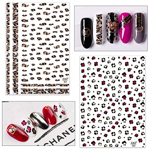 9 Blatt Leopardenmuster Nagelsticker, 1300+ PCS Nail Art Sticker Sexy Tierdrucke Nagel Aufkleber Selbstklebend… – Bild 7