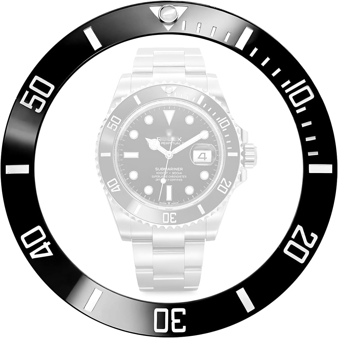Ceramic Bezel Insert Replacement For Rolex Submariner 116610 116613 116618 114060 Black Silver