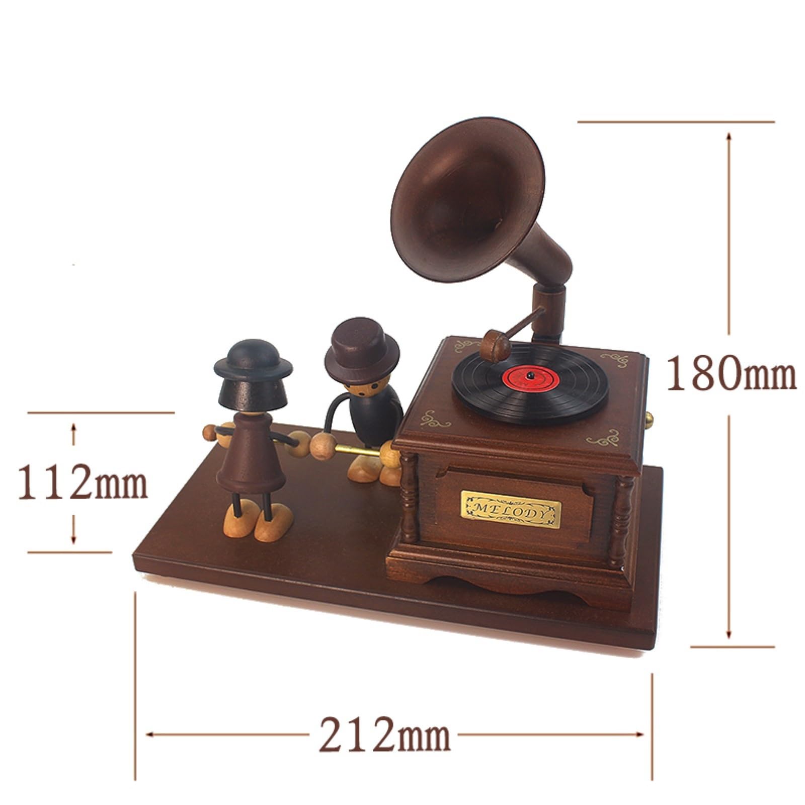 Caja De Música Decorativa Fonógrafo De Madera con Forma Pareja, Caja Música Creativa Cuerda, Obra Arte Decorativa Recuerdo Musical