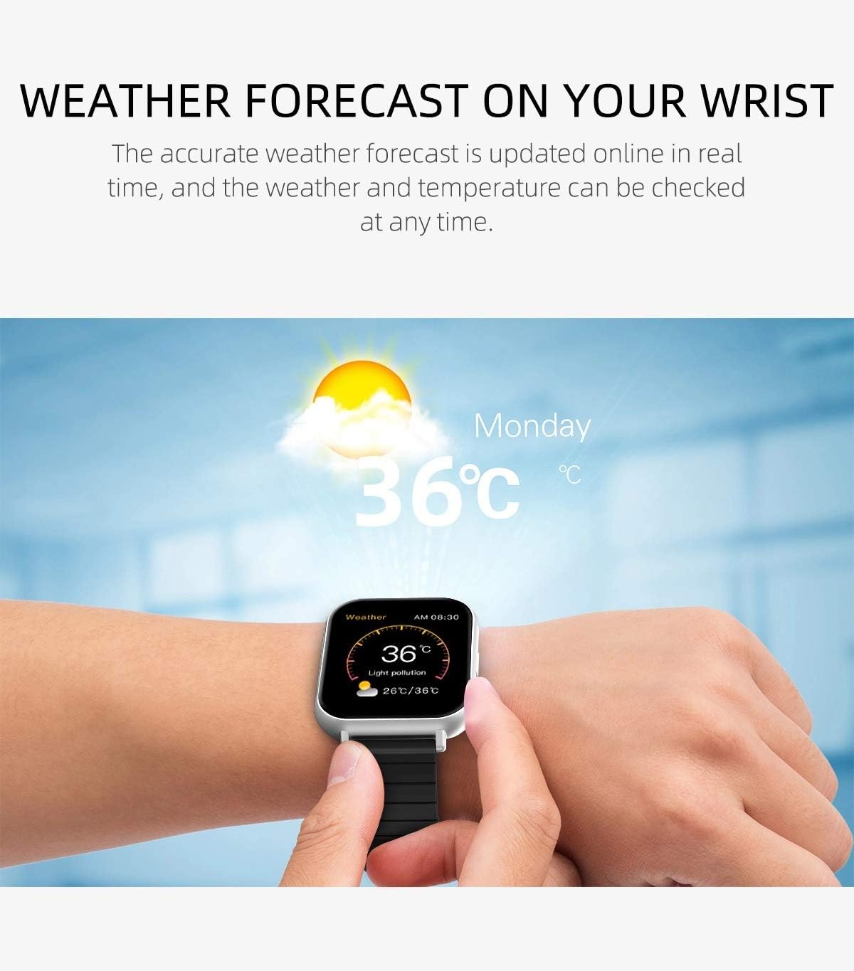 ISPEKTRUM iS3 SmartWatch, 1.54” Screen Waterproof Sports Mode Fitness Tracker Heart Rate & BP Monitor Pedometer BT Text Call Notification Works with Android iOS iPhone Samsung