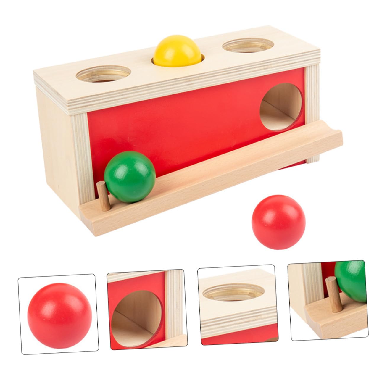 Juguete de Pelota de Prensa para Niños 1 Set de Madera Rojo
