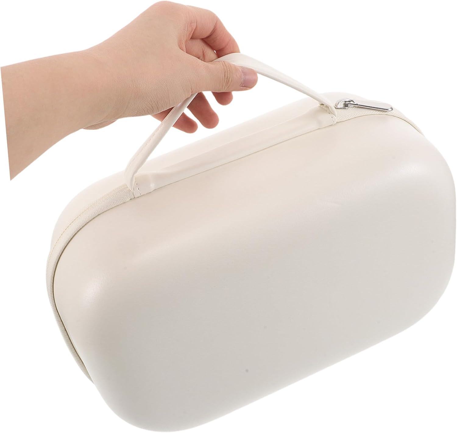 Wearable Breast Pump Carrying Bag for Nursing Mothers Waterproof Hard Shell Zippered Storage Case with Removable Tray Portable Travel Pump Storage Milky White