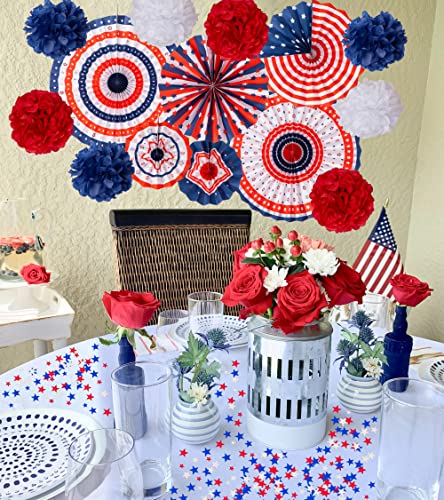 29Pcs 4Th/Fourth Of July Patriotic Decorations Set - Red White Blue Paper Fans,Usa Flag Pennant,Star Streamer,Pom Poms,Hanging Swirls Party Decor Supplies #TOP6