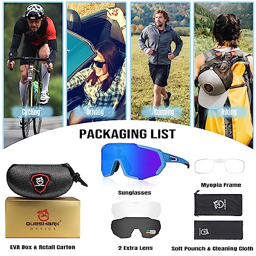 Fahrradbrille Queshark für Damen und Herren mit UV400-Schutz