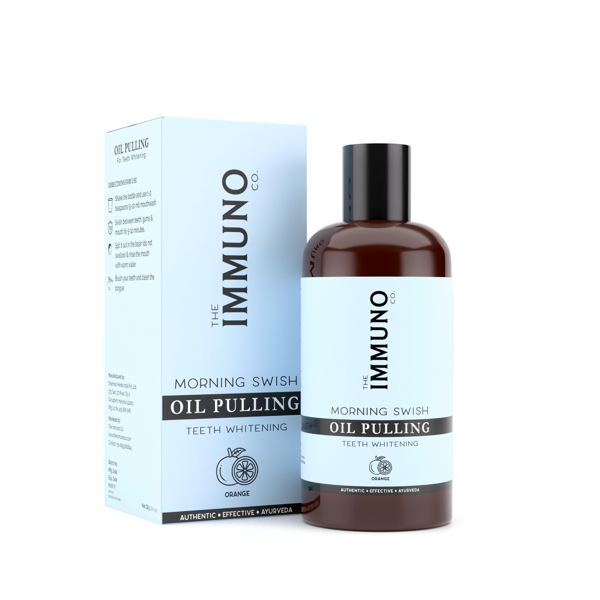 Oil Pulling| Ayurvedic Dental Mouthwash For Healthier Teeth & Gums| Teeth Whitening | Orange Flavour 200ml