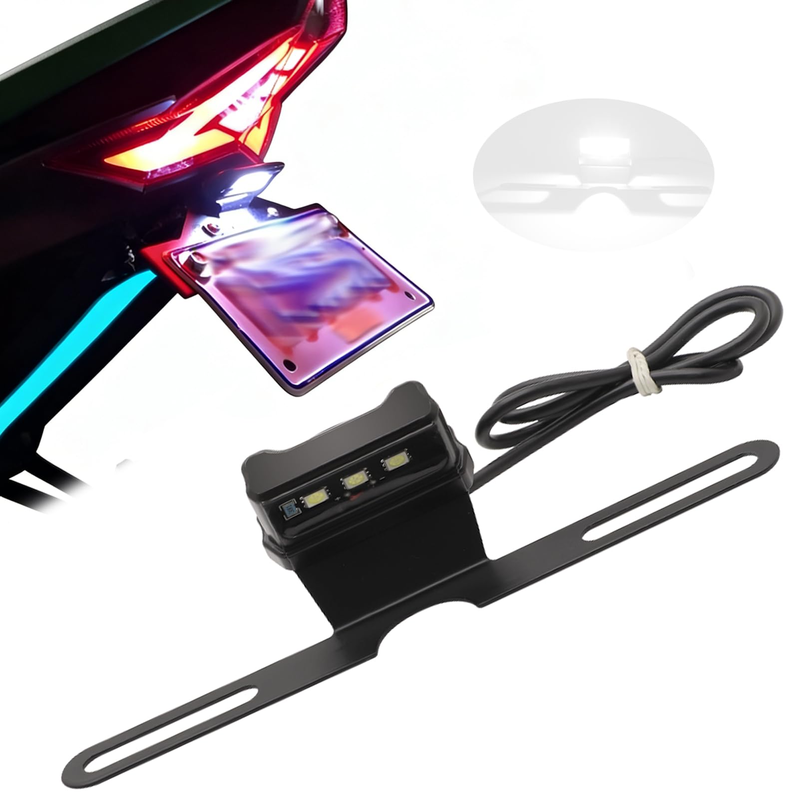 Faro Posteriore Moto LED Con Supporto luce targa moto Compatibile con cruiser ATV e scooter