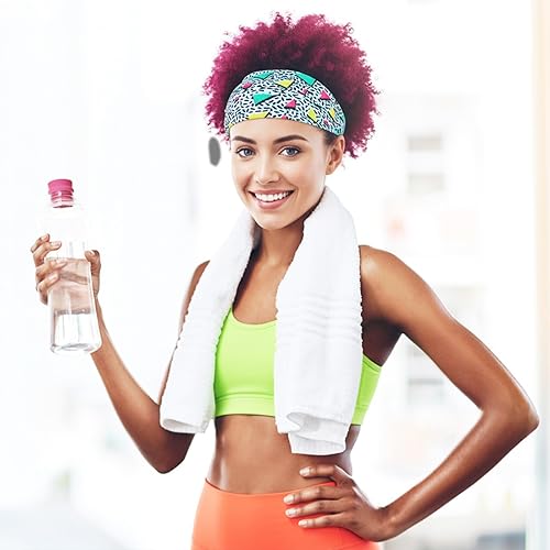 Miniatura 7 de 2Pcs 80s,90s Neon Headbands, Retro Soft Sport Sweatbands,80s Headband for Hip Hop Party Style Hiking Cycling Running