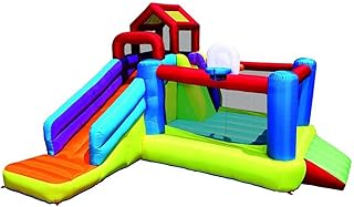 Banzai Climb N Bounce Kids Giant Outside Inflatable Clubhouse Backyard Blow Up Jumping Castle Bouncer House for Children with Slides and Basketball Hoops