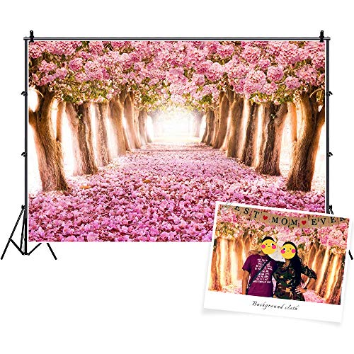 CSFOTO 14x10ft Blossom Cherry Backdrop Romantic Pink Cherry Tunnel Wedding Background Valentine's Day Backdrop Bridal Shower Decor Baby Shower Banner Wedding Party Supplies