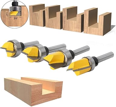 Wolfride Gasea 4 adet 1/4 Shank Gömme Trim Menteşe Gömme Şablon Temizleme Alt Yönlendirici Bit Ağaç İşleme Freze Kesici Aracı 13/16 7/16 5/8 1/4