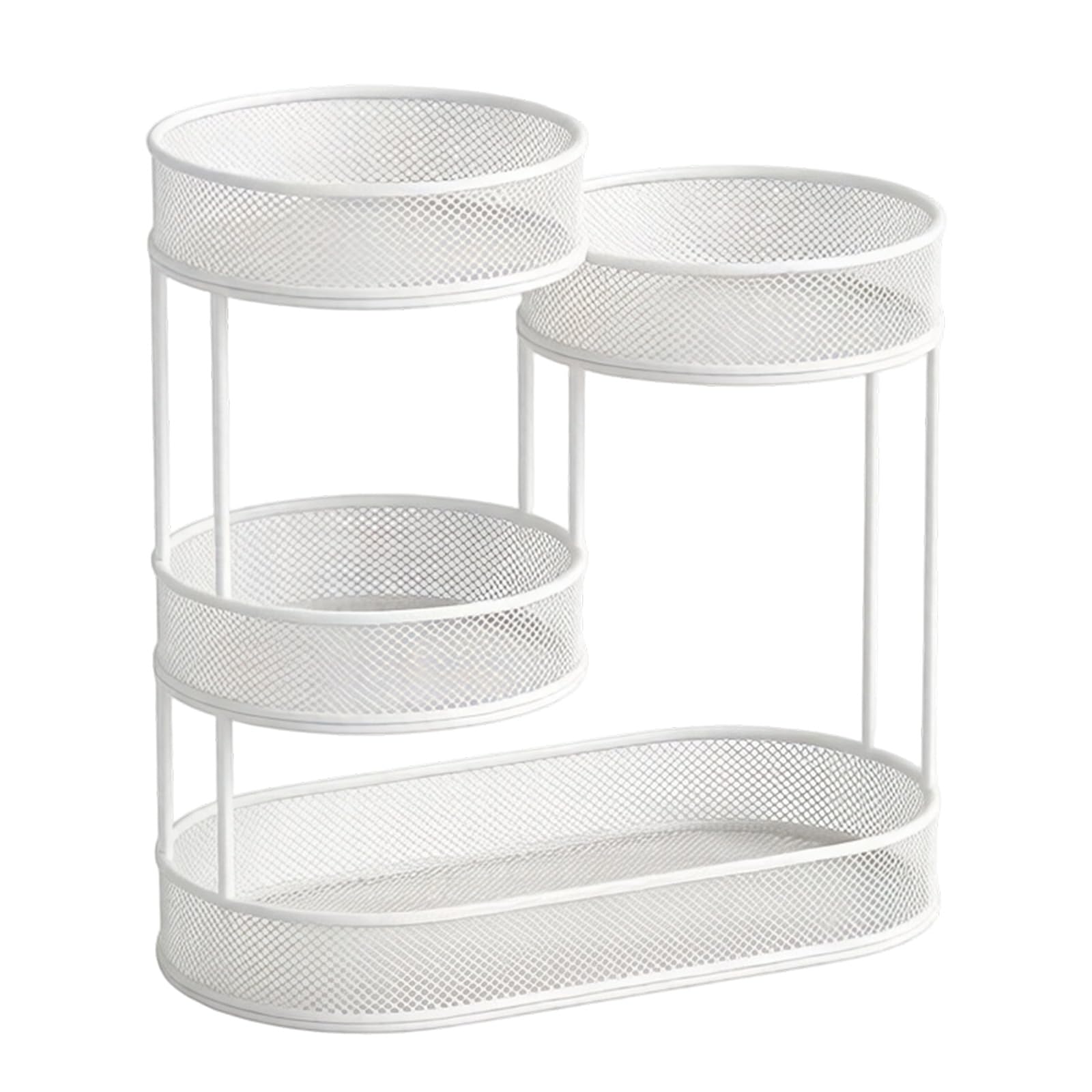 Shntig 4 Tiers Countertop Fruit Basket Stand with Basket Mesh Storage, Serving Organizer for Coffee Table and Living Room Stacked Mesh Fruit Stand Countertop Organizer Coffee Table Serving Holder