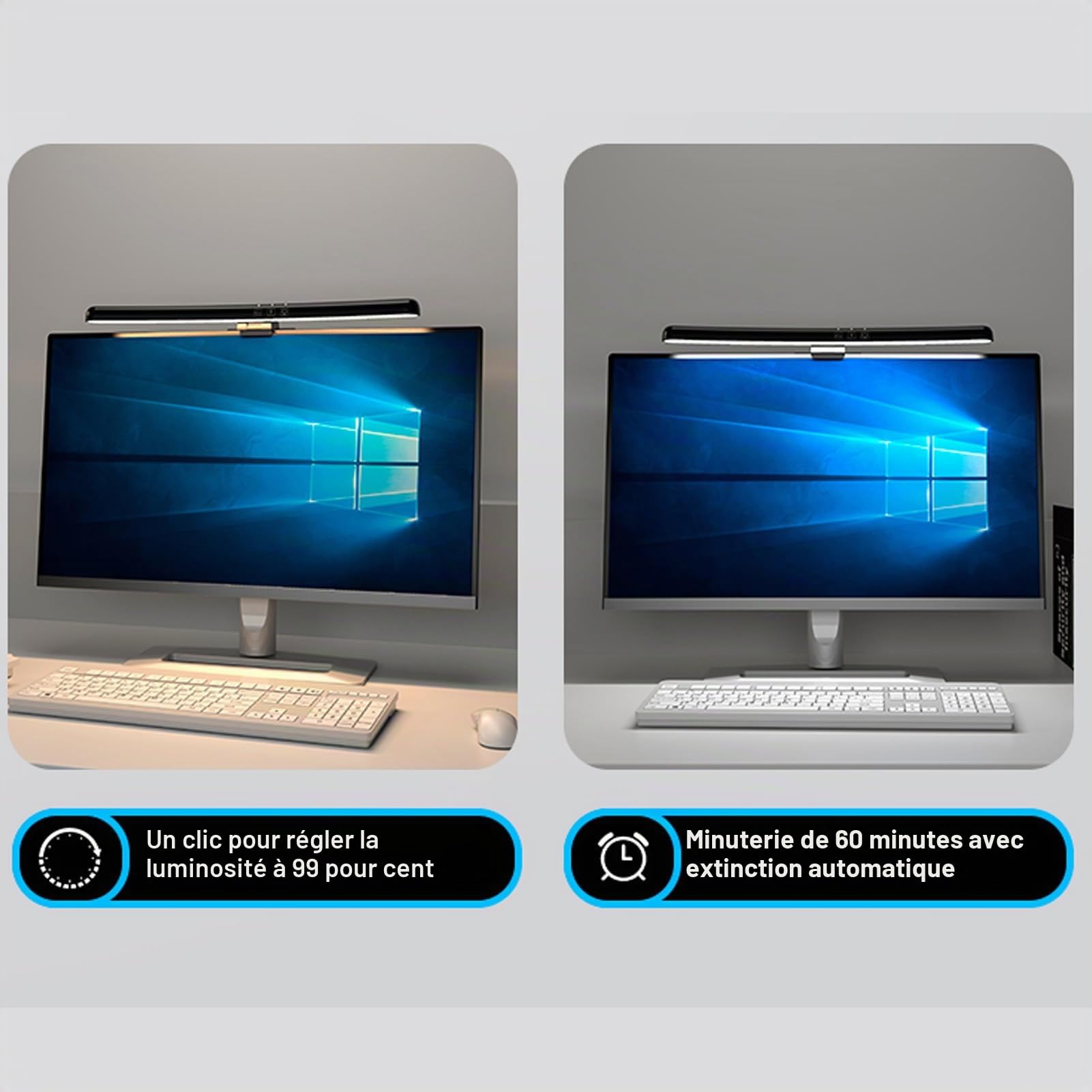 Barre Lumineuse pour écran d'ordinateur incurvé, ScreenBar Monitor Light LED Barre Lumineuse pour écran incurvé, Gradation Progressive de la luminosité