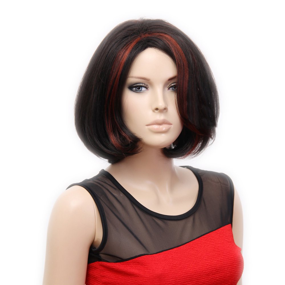 Highend Fashion Black Highlight Short Bob Wigs For Women