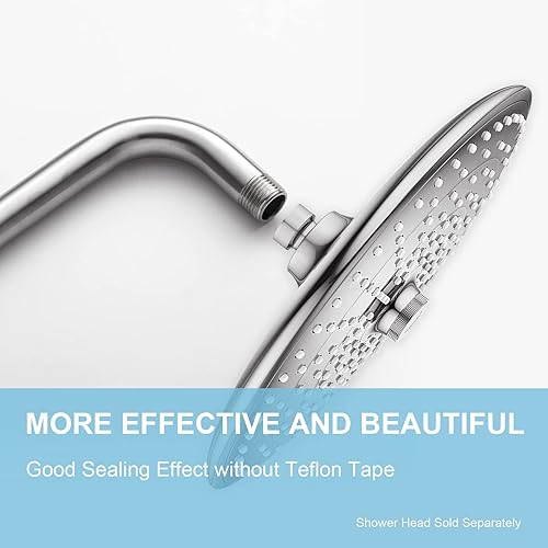 Miniatura 2 de OFFO Brazo de ducha con brida, 24 pulgadas níquel cepillado montaje en pared brazo de cabezal de ducha de ángulo de repuesto montado en pared para