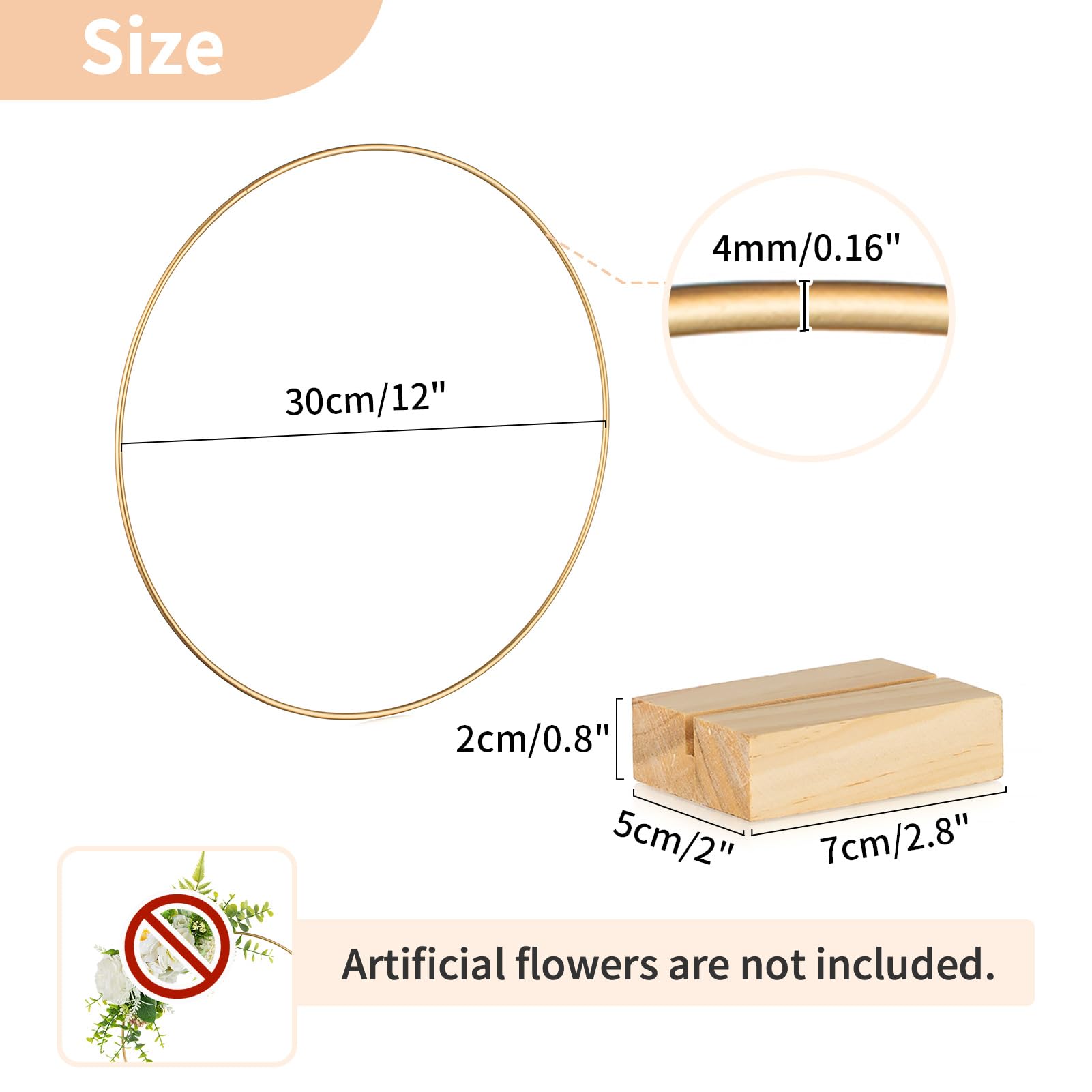 NUPTIO Metallring Tischdeko Hochzeit mit Ständer: 20 Stück 30cm Goldenen Metalldraht Metallringe Kranz Große Makramee Runden Kreis Kleine Hula Hoop Reifen für Handwerk Tafelaufsatz Dekorationen
