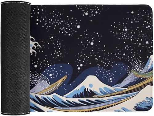 Miniatura 3 de Alfombrilla de escritorio japonesa sobre escritorios, alfombrilla grande para mouse con olas de mar Kanagawa, alfombrilla de mouse para escritorio,