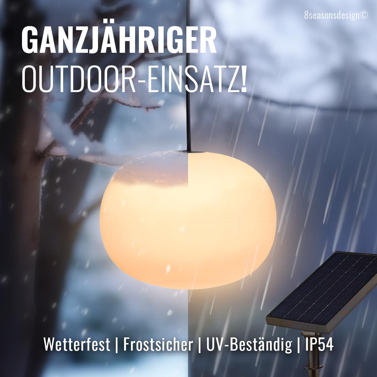 Solar LED Akku Hängelampe 23cm warmweiß dimmbar Timer Fernbedienung USB USB-C für außen innen