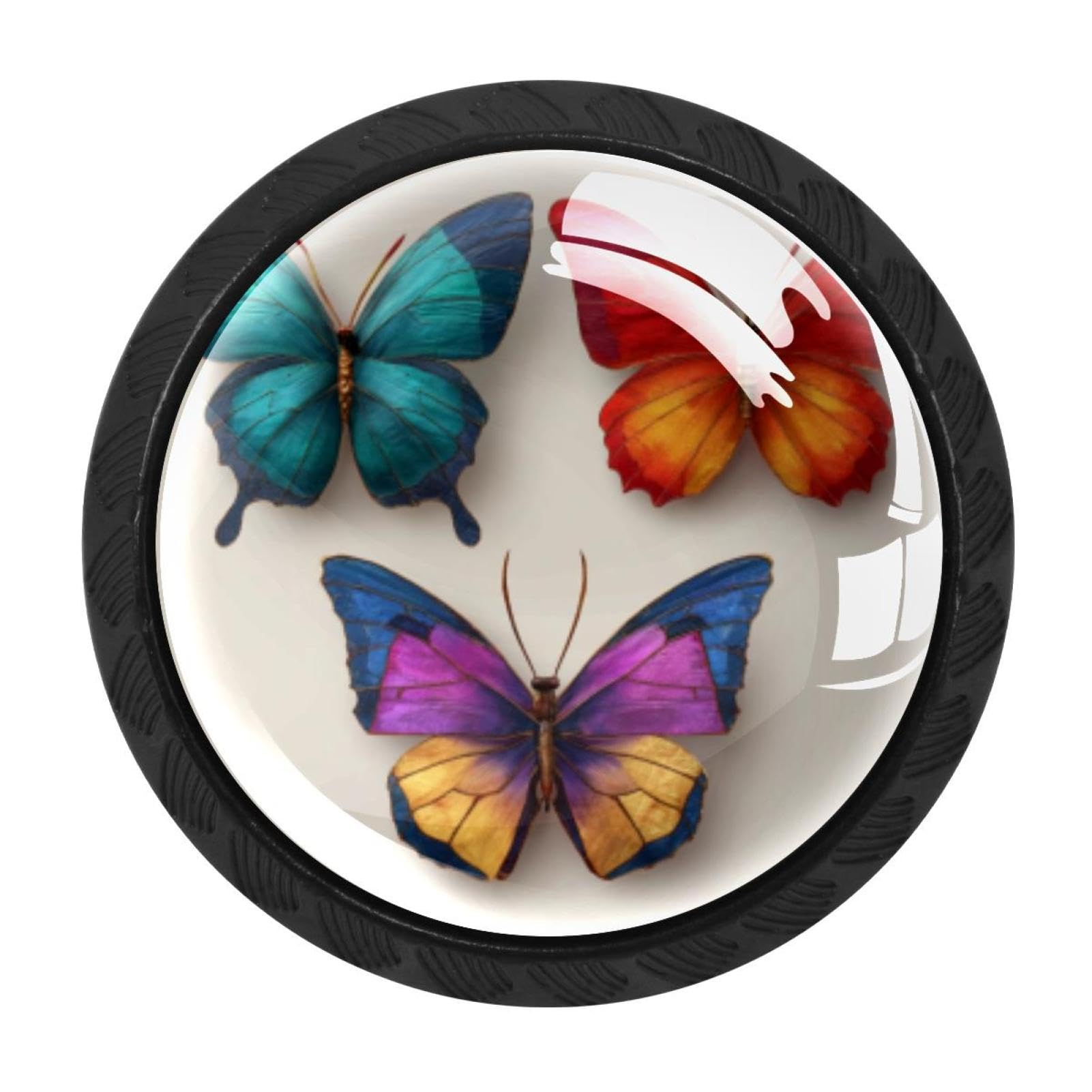 CHENZZZZ 4 Pack Cabinet Handles Colored Butterflies (1) Kitchen Drawer Pulls Furniture Door Handles for Cupboard Bedroom Wardrobe