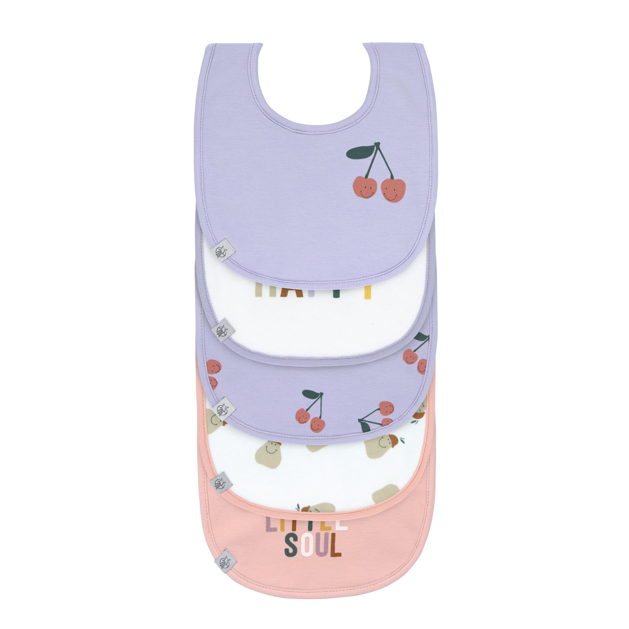 LÄSSIG Baby Kleinkind Lätzchen Set (5 St.) Klettverschluss Baumwolle wasserdicht/Value Pack Bib Happy Fruits Cherry