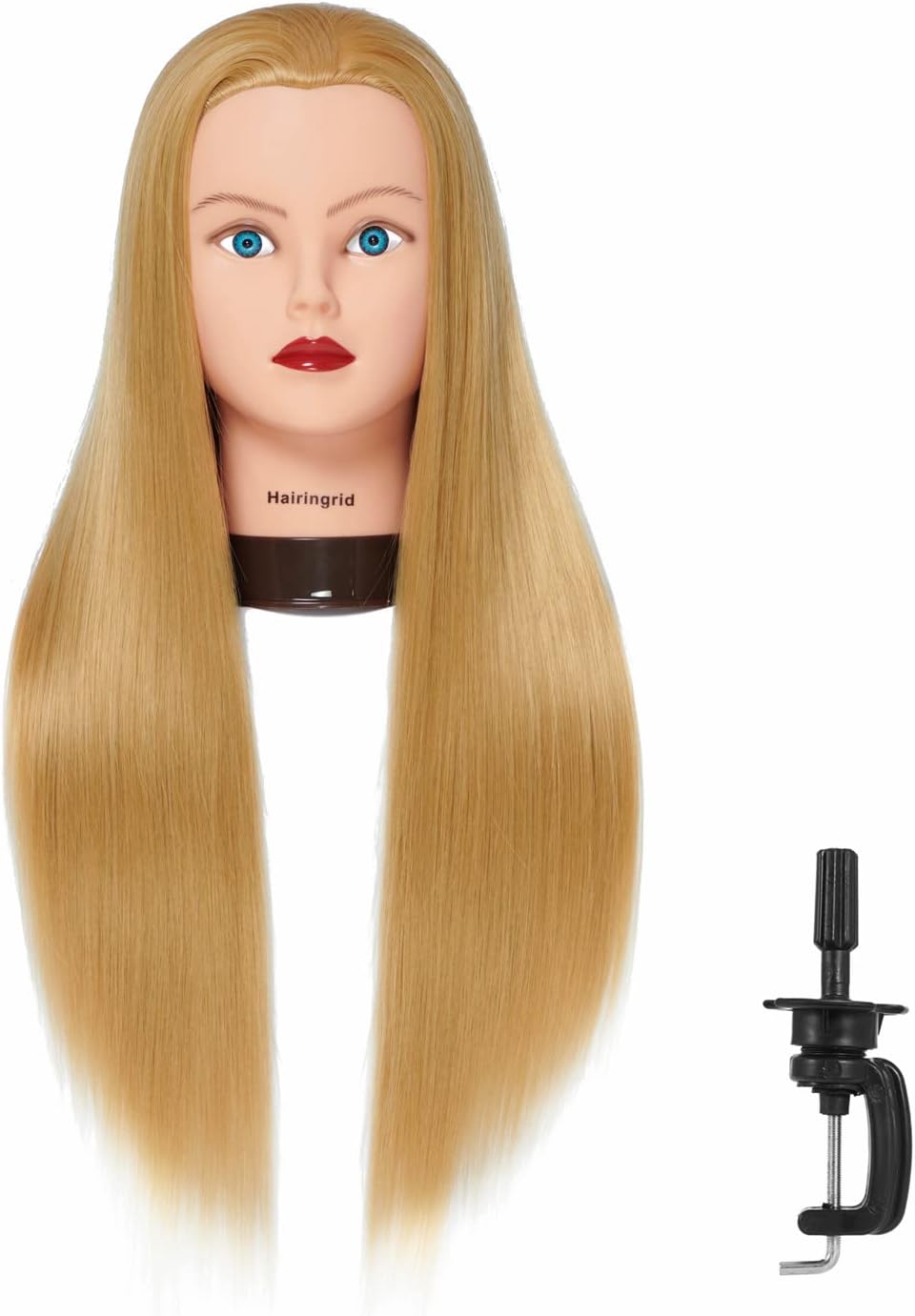 26"-28" Mannequin Head Hair Styling Training Head Manikin Cosmetology Doll Head Synthetic Fiber Hair and Free Clamp Holder (R71919W2720)