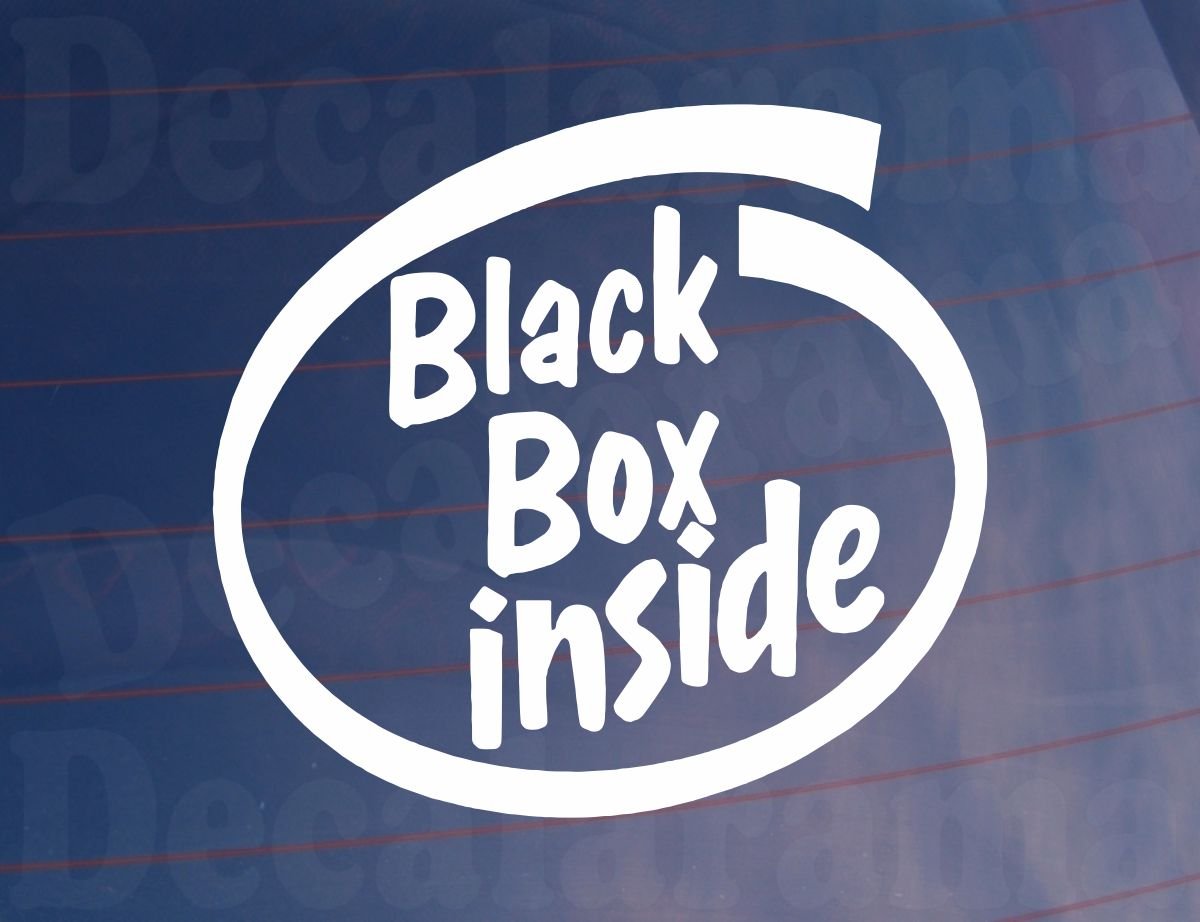 Decalarama White Car Sticker Black Box Inside Fun Novelty Van Window New Driver Bumper Boot Door Decal Present