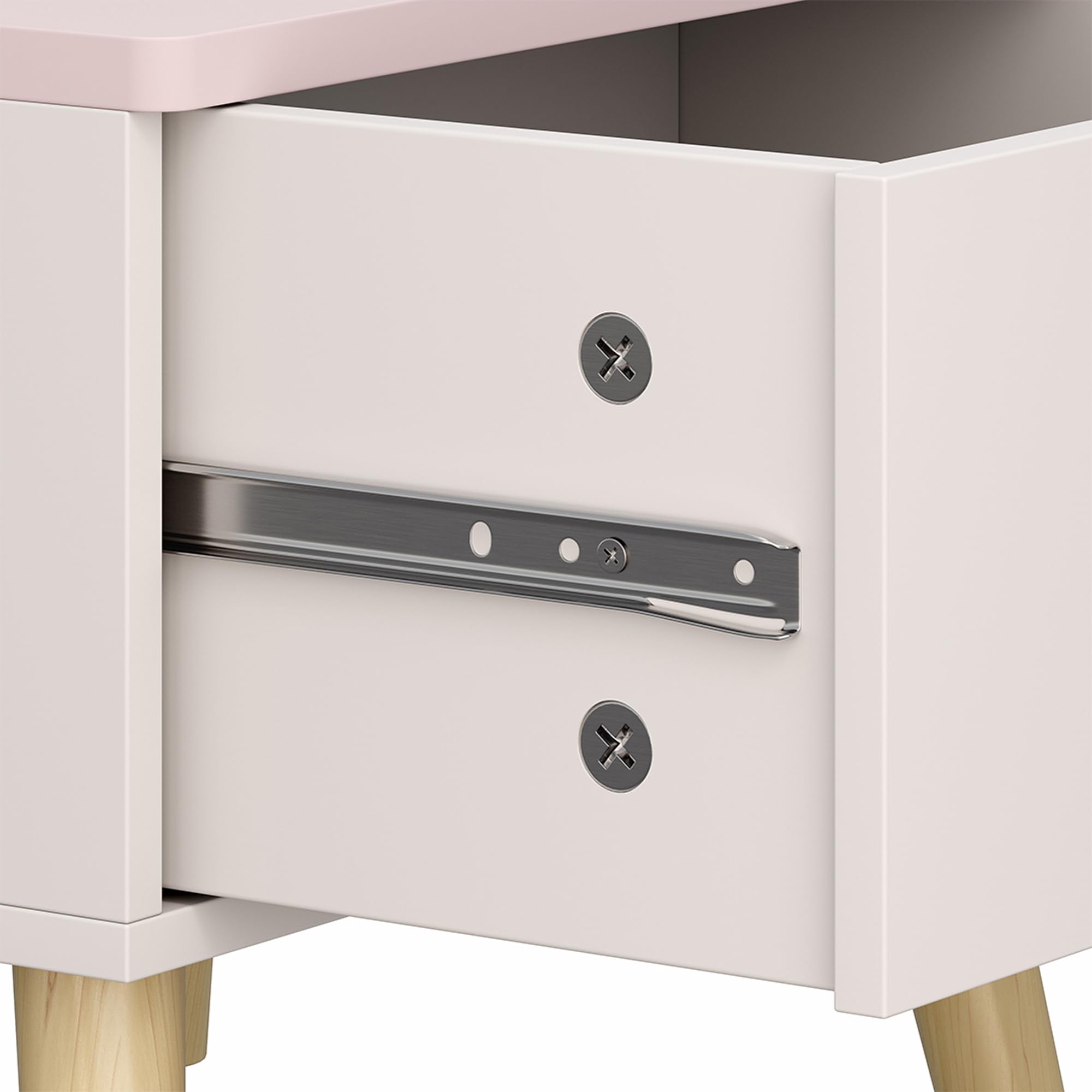 [en.casa] Table de Chevet pour Enfant Table d'Appoint Tiroir avec Poignée en Forme de Coeur pour Chambre Panneau de Particules MDF Bois de Pin 31 x 38 x 30 cm Blanc Rose