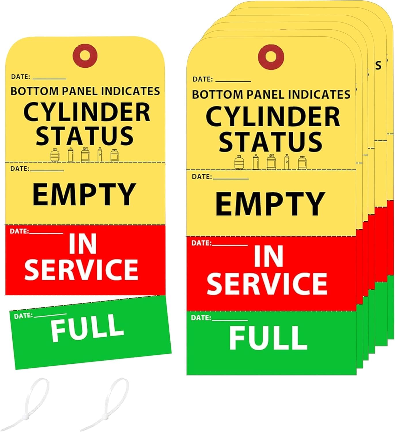 Pop Resin Cylinder Status Empty in Service Full Perforated Tags 100 Pcs