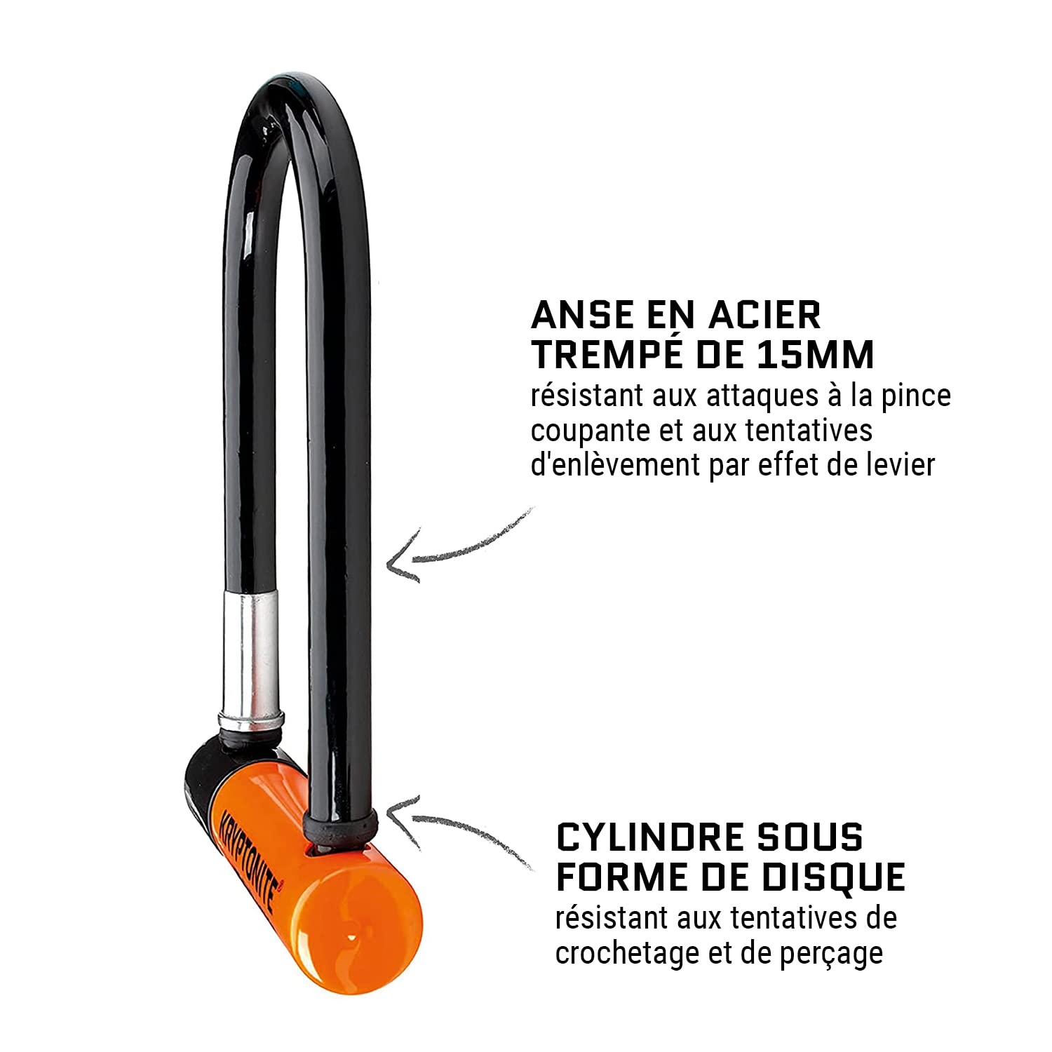 Kryptonite Evolution Standard Antivol U avec Support FlexFrame, Anse Acier trempé 14 mm avec Revêtement Vinyle, Niveau Sécurité 8/10, pour Vélos, Vélos électriques et Motos, 1,59 kg, 10,2 x 22,9 cm
