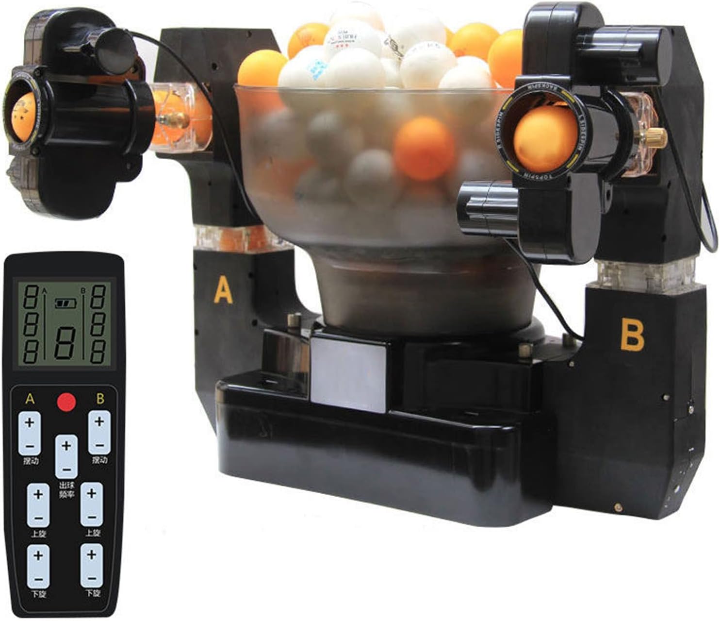 Double Head Table Tennis Robot, Ping Pong Ball Machine with 36 Different Spin Balls, Automatic Table Tennis Machine for Training