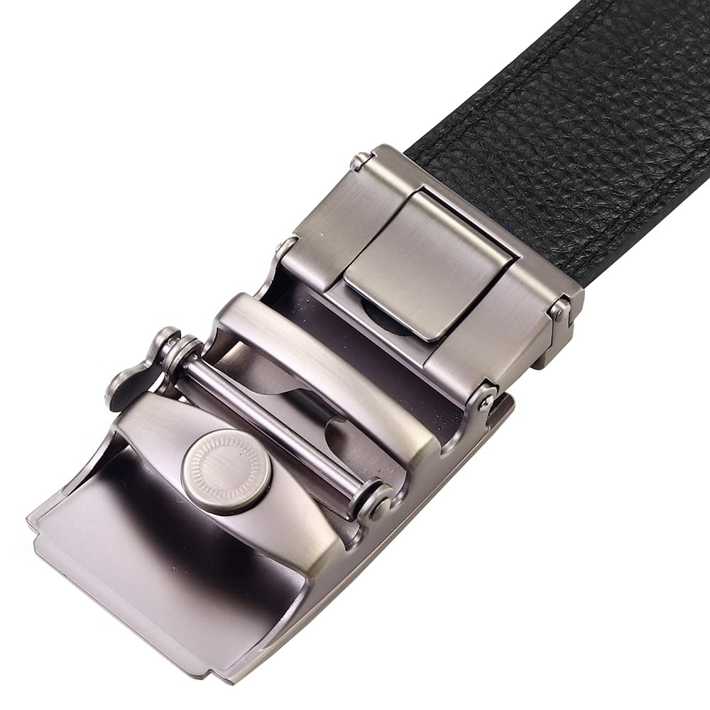Cintura, Affari Maschi in Vita Cintura Nera di Alta qualità in Pelle di Mucca in Metallo Fibbia a cricchetto a cricchetto Formale Cinture da Uomo Formale (Belt Length : 115, Color : Nero)