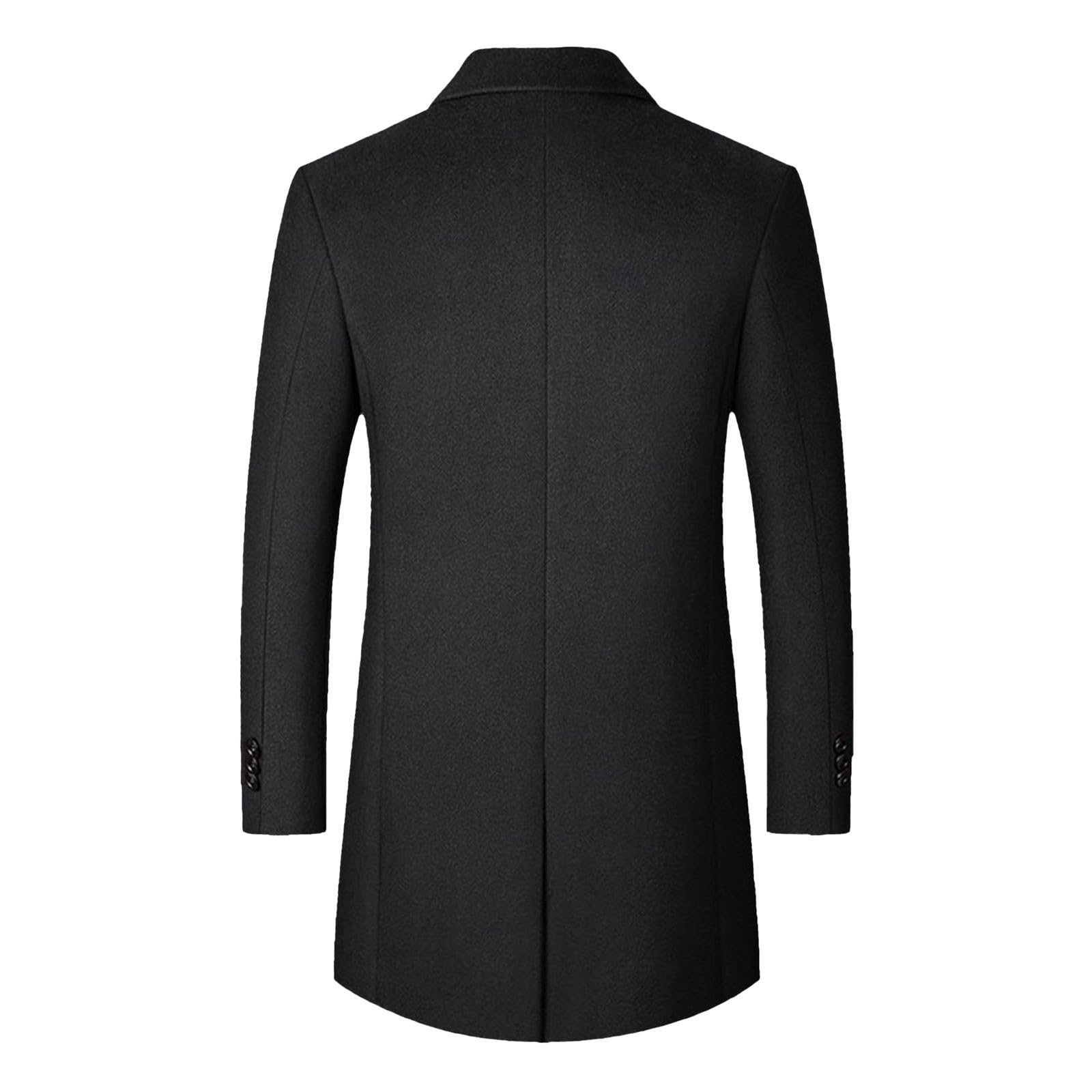 Trench Uomo Lungo - Impermeabile da Uomo in Lana con Taglio Slim Elegante Giacca Top Coat Monopetto per Lavoro