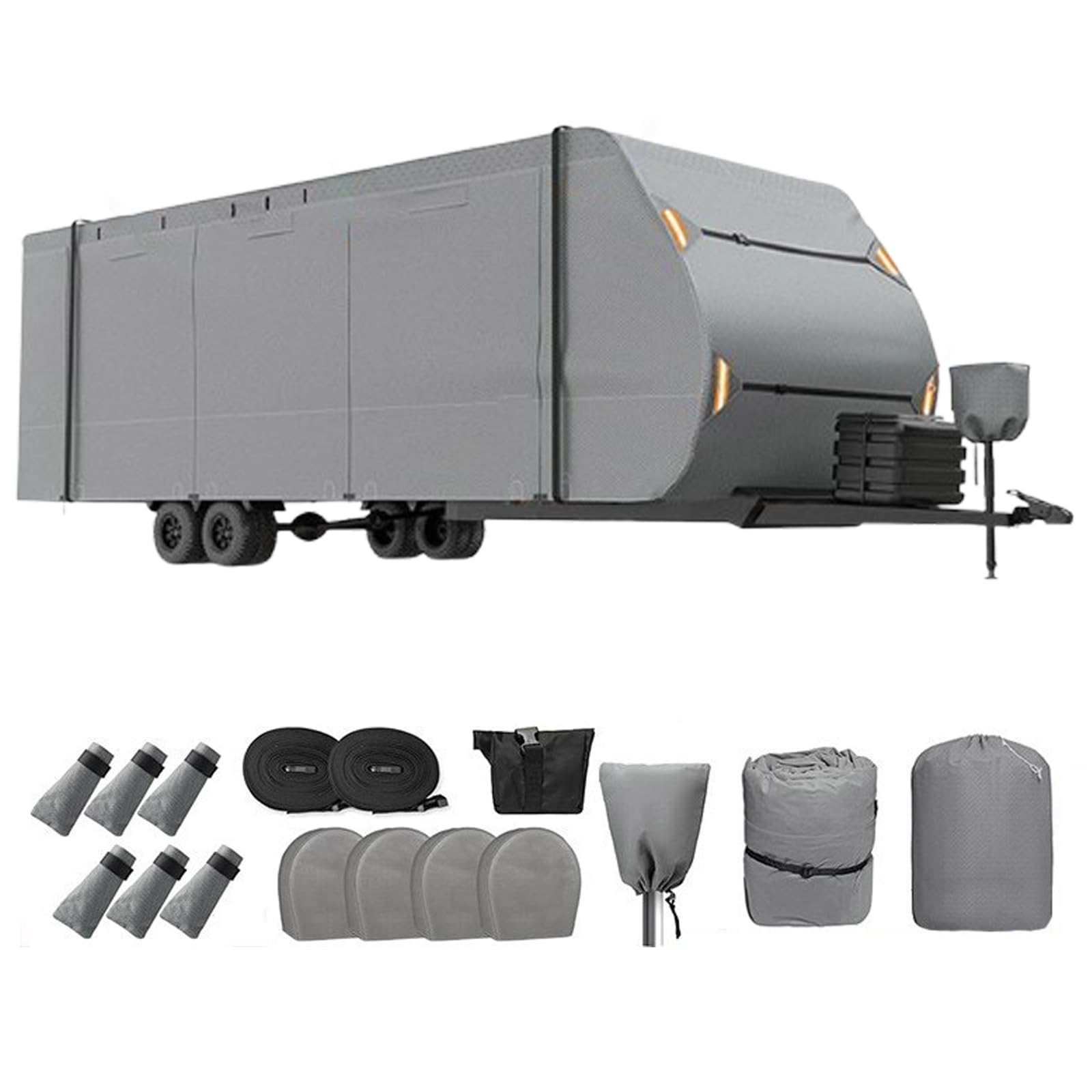 Wohnmobilschutzhülle Für KZ RV Durango D348BHF 2020-2026 | Reißfestes 4-Schicht-Vlies, windfeste Spanngurte, reißfester Reißverschluss, optimaler Allwetterschutz