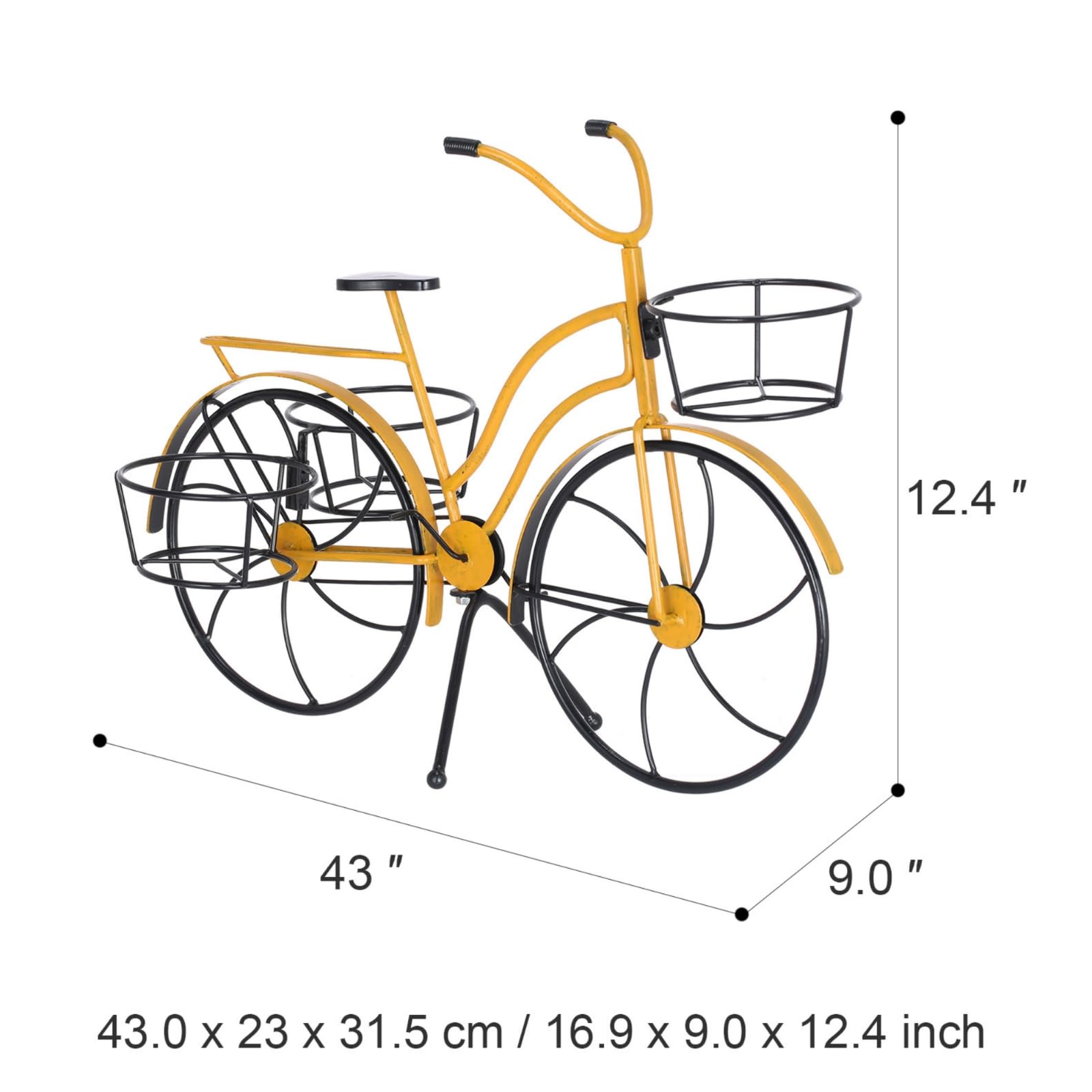 Porte-Plante En Forme Vélo Rétro Support Pot Fleurs En Forme Vélo sur Pied Support à Fleurs pour Salon , Jaune
