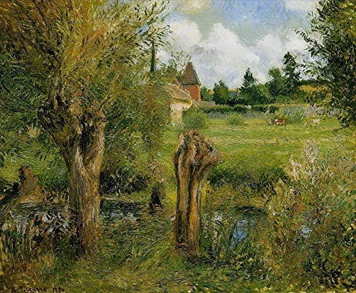 Paysage campagne Eragny de Pissarro pour salon lumineux et élégant