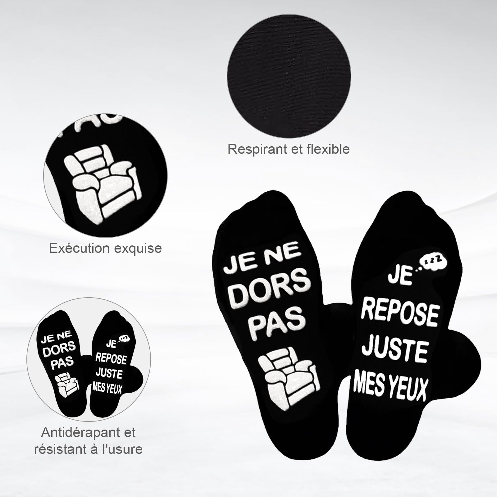 Cadeau Fete des Peres, 43-46 Chaussette Homme Humour, Chaussettes Antidérapantes,Idee Cadeau Fête des Pères Anniversaire,Cadeau Rigolo Humoristique,Cadeau Papa Grand Pere Son Mari Ado Garçon