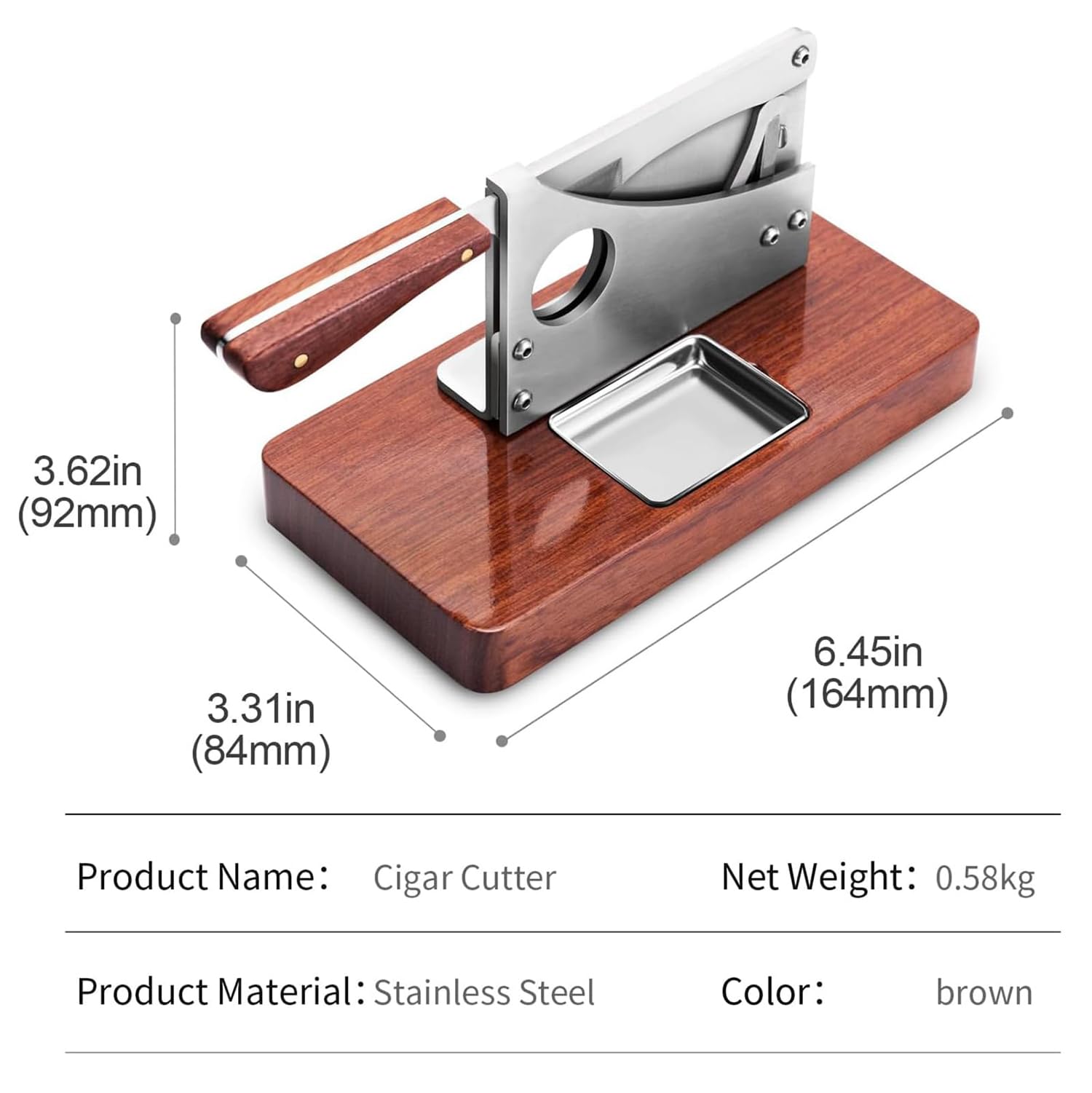 Zigarrenschneider Guillotine mit Edelstahl Aschenbecher, Tischplatten-Design für präzises Schneiden verschiedener Zigarrengrößen, ideal für Reisen und stabile Struktur