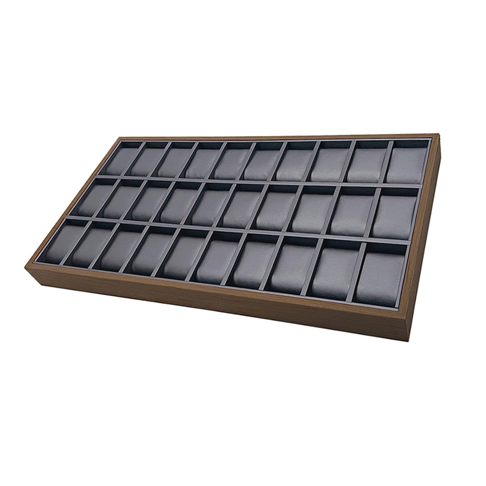 Organizador de joyas con 30 ranuras, expositor de relojes, bandeja de terciopelo suave, divisor para pendientes, collares, pulseras y anillos.