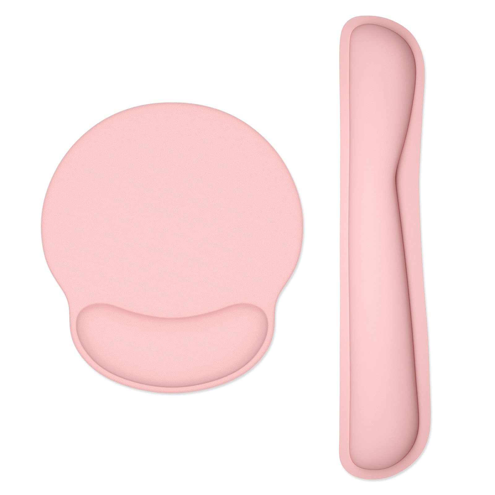 Dapesuom Keyboard Wrist Rest and Mouse Pad with Wrist Support, Memory Foam Cushion for Keyboard and Mouse Set, Ergonomic Desktop Pad Rests with Non Slip Base for Easy Typing & Pain Relief, Rose Pink