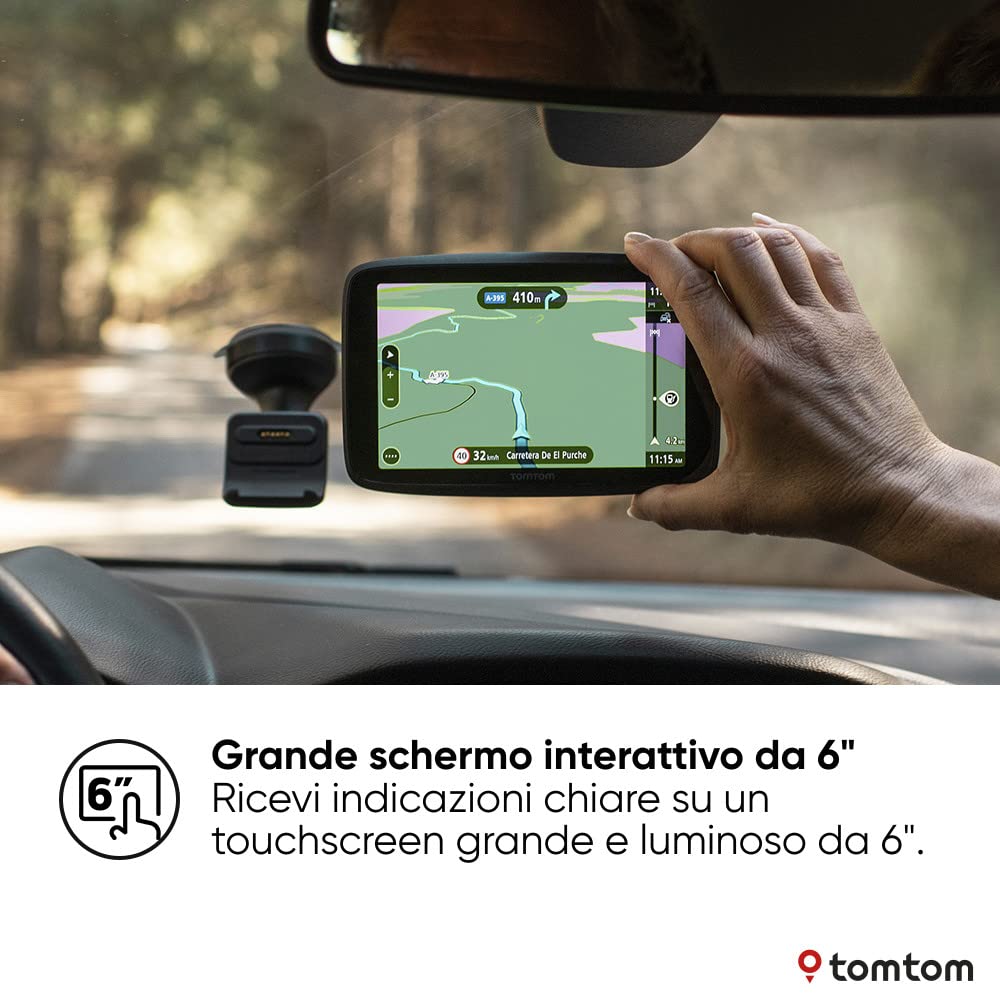 Navigatore per automobili TomTom GO Navigator (6 pollici, informazioni sul traffico in tempo reale e Avvisi su Tutor e Autovelox di prova, Mappe del mondo, aggiornamenti tramite WiFi)