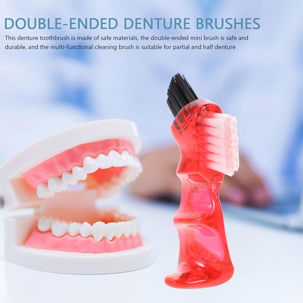 Homoyoyo 3pezzi Spazzola Pulizia Protesi Dentaria Piccola Multifunzione Manico Ergonomico Setole Doppia Faccia Colorata Per Personale Dentiera