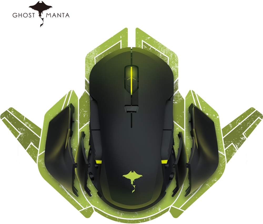 Ghost Mantaโข 2.4G Wireless RGB Tunable Gaming Mouse Ergonomic Wired Game Mice with USB Receiver, Up to 16000 DPI Optical Sensor, 8 Programmable Buttons for Laptop, PC Computer, MacBook