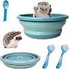 Hamiledyi Foldable Hedgehog Bathtub, 2pcs Set Bathing Brush,Collapsible Small Pets Bath Sand Room Sauna Plastic Lightweight Outdoor Swimming Pool with Scoop for Hamster,Guinea Pig