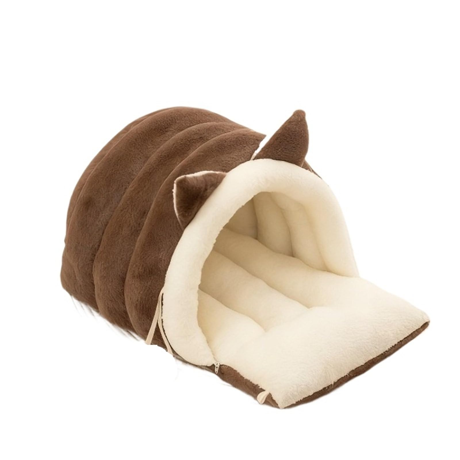 Generico Compatibile con Cuccia for Gatti Chiusa con Cuscino Rimovibile, Nido for Gatti Morbido e Caldo, Cuccia for Animali Antivento con Fondo Antiscivolo(Coffee,M)